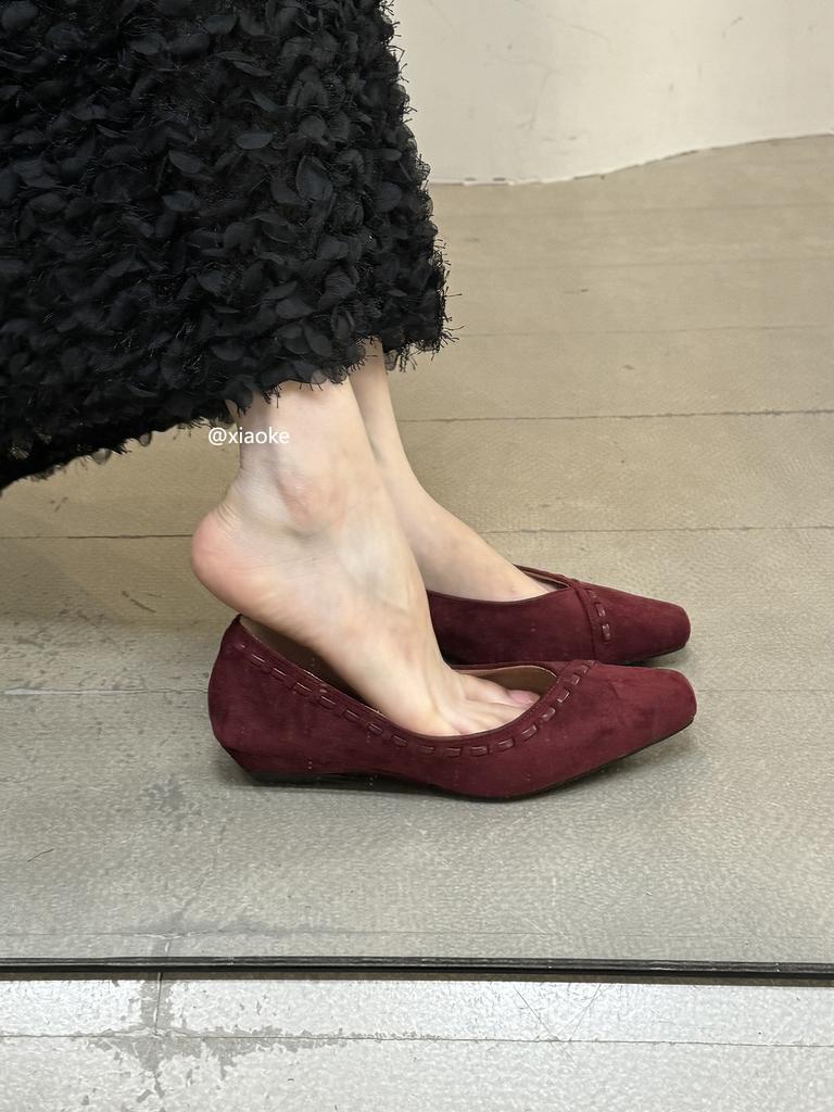 French Woven Square Head Single Shoes Women's Shoes Autumn and Winter Evening Breeze Light Mouth Low Heel Mary Jane Shoes Commuter Versatile Ladyshoes