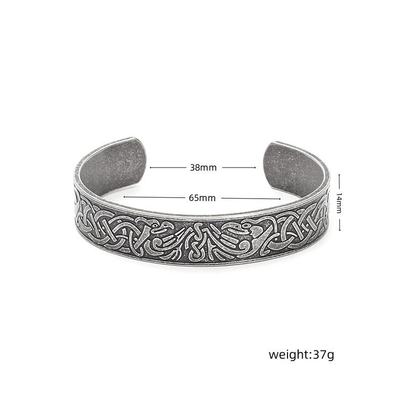 Nordic Viking Raven Celtic Knot Titanium Steel Bracelet for Men
