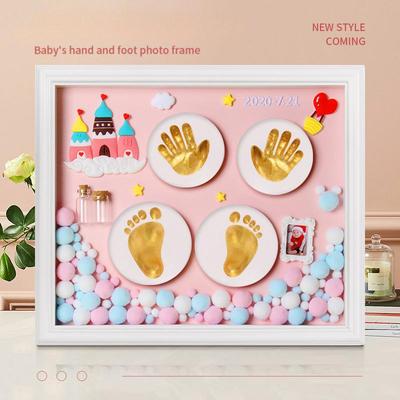 2 Pcs Baby Hand Foot Print Kit with Photo Frame,Newborn Keepsake Gift for 100 Days 1st Birthday, Bulk Order