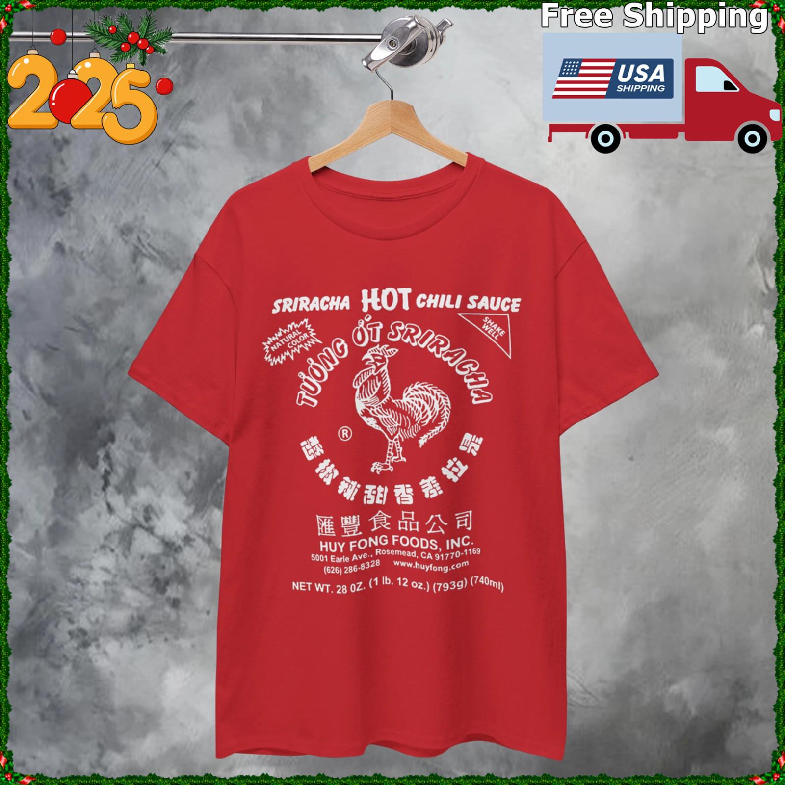 Spicy Rooster Sriracha Hot Sauce Label T-Shirt, Unisex tee XXL