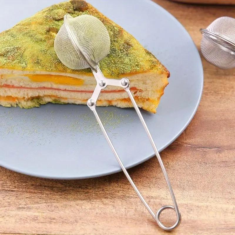 1 STÜCK Edelstahl Mehlsieb Teekugel Pulverfilter Artefakt Haushalt Griff Tee Runder Filter Tee Gewürz