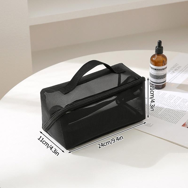 Women Mesh Cosmetic Bag Travel Zipper Toiletry Bags Black Makeup Organizer Female Lipstick Storage Pouch Toiletry Beauty Case