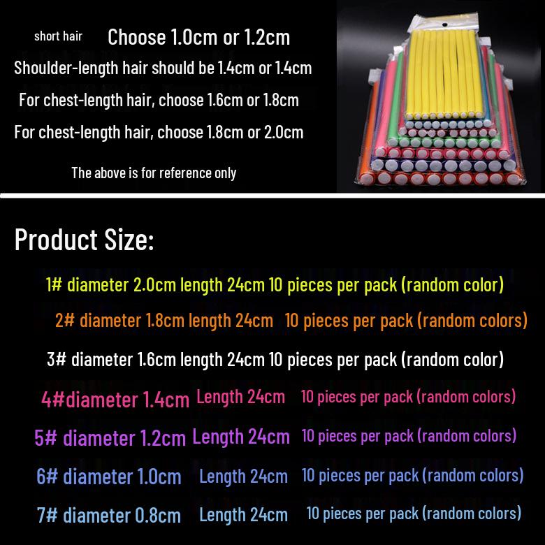 Heatless Sponge Hair Curlers: Rubber Rods for Lazy Curling, Combine into Sets.