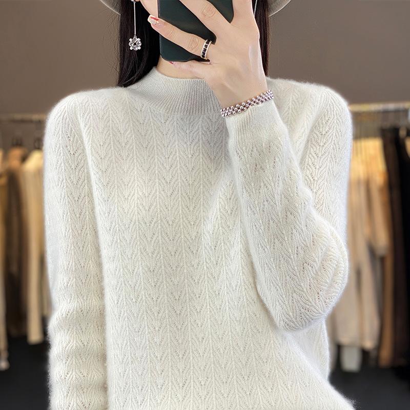 

Half Turtleneck Cardigan for Women In Autumn and Winter New Heavy Industry Warm Cashmere Knitted Base Shirt Simple and Atmospheric Sweater XXL