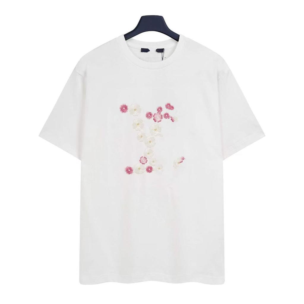 2026 Oversized tričko s potiskem monogramu, Celoplošný vzor, Lehké unisex tričko pro pár