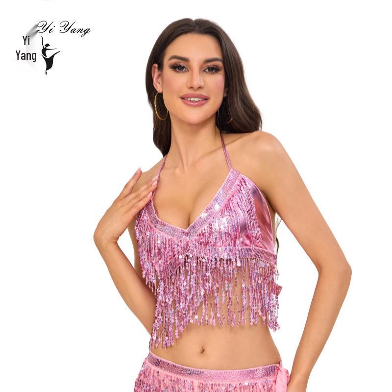 

Euro-American Tassel Sequin Dance Costume - Pole & Belly Dance Training Top for Nightclub Performance One Size