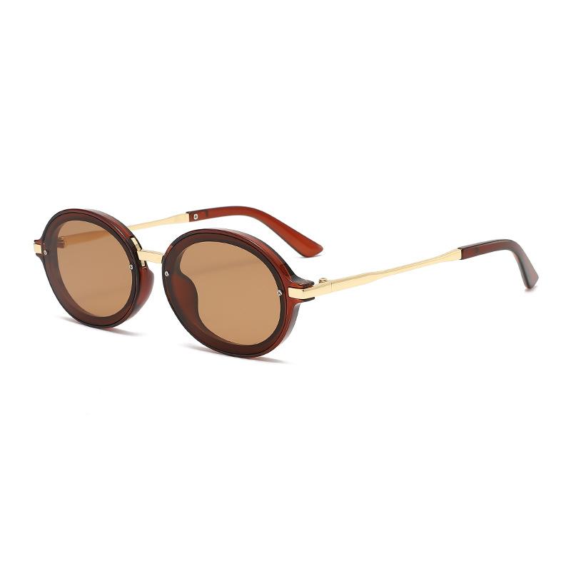 3526 Metal Oval Sunglasses for Men Women, Chic Fashion Round UV400 Sun Glasses, Retro Stylish Personalized Unisex Shades 603402