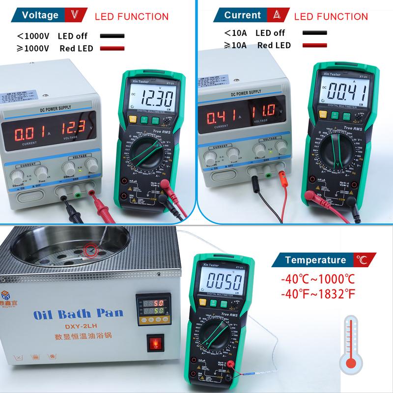 Xin Tester Digital Multimeter XT-01 Set Auto Ranging Voltmeter T-RMS 6000 Counts AC DC Volt Amp Ohm Capacitor Temperature Tester