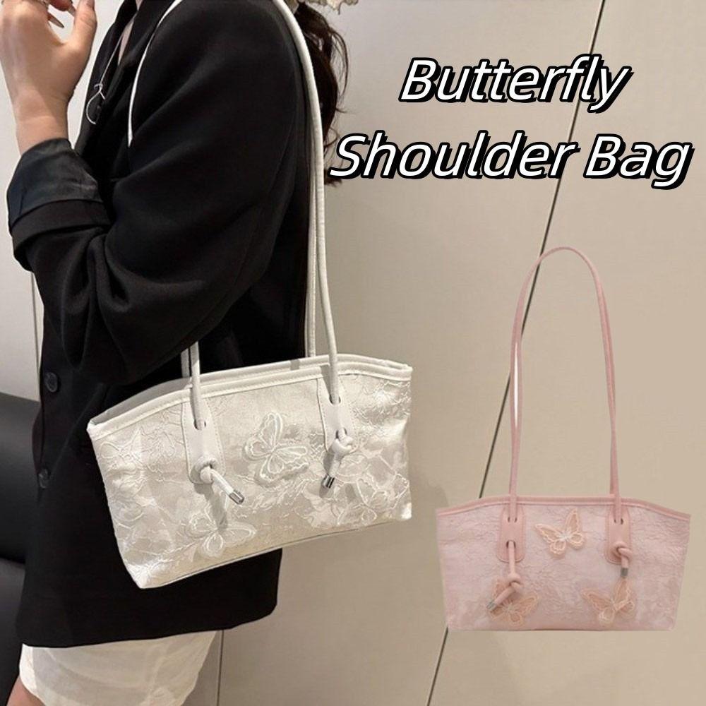 Korean Style Butterfly Tote Bag Commute Pu Leather Handbag Casual Shoulder Bag Outdoor