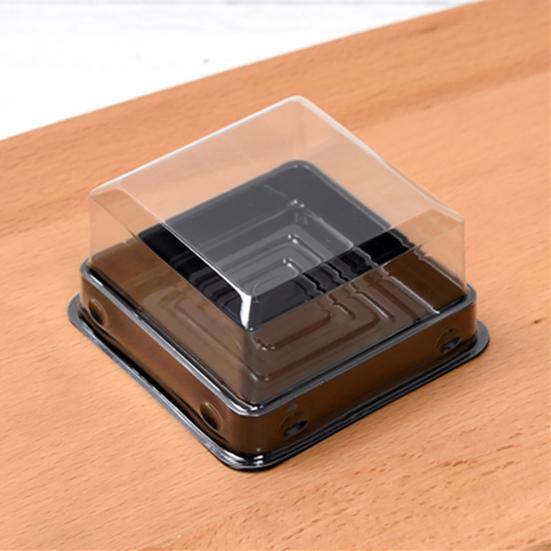 50 Set Caja para Pastel Apariencia Hermosa Desechable Plástico Transparente Cuadrado Contenedor para Pastel de Luna para Pasteles