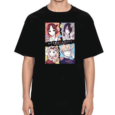 Hot Sale Anime Kaguya‑sama Love Is War Puzzle Panel Group Print T‑Shirt Unisex Men Women Vintage Streetwear Oversized T-shirt