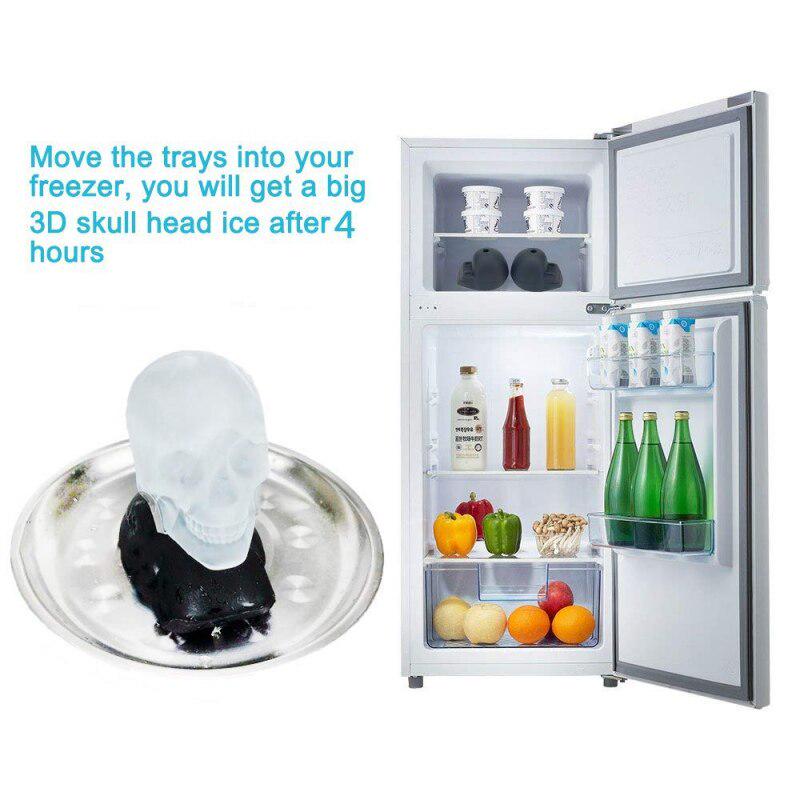3D Skull Head Ice Cube Mold Skull Shaped Whisky Wine Ice Cube Tray Maker Chocolate Mould Bar Party
