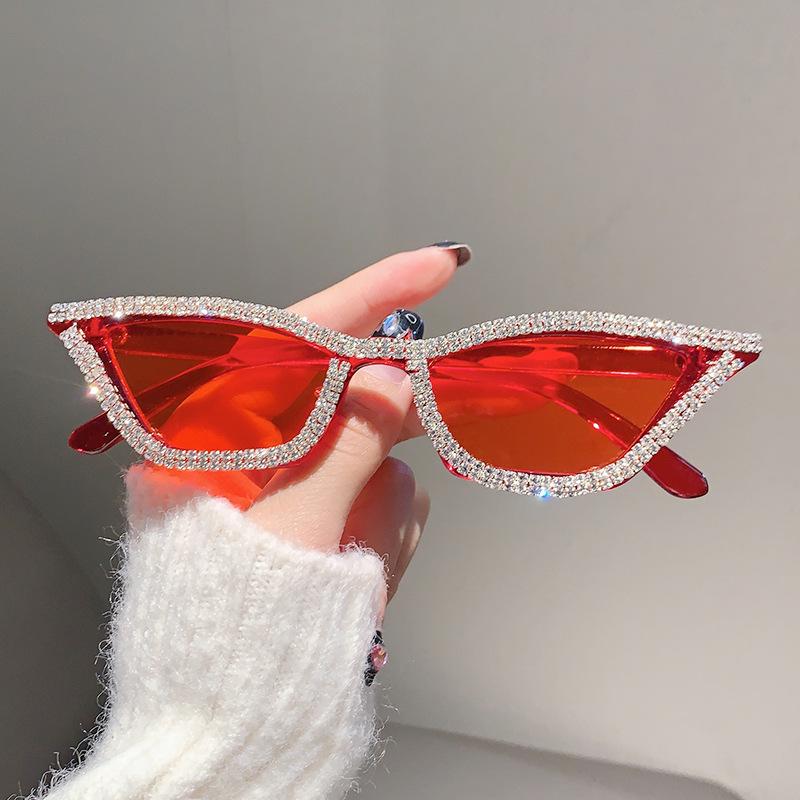 

Rhinestone Cat-Eye Sunglasses - Trendy European & American Disco Style