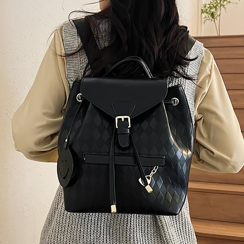 Stylish PU Backpack for Women Coffee Brown & Black Color Block Design Adjustable Shoulder Straps Perfect for Work and Everyday Use Travel Backpack