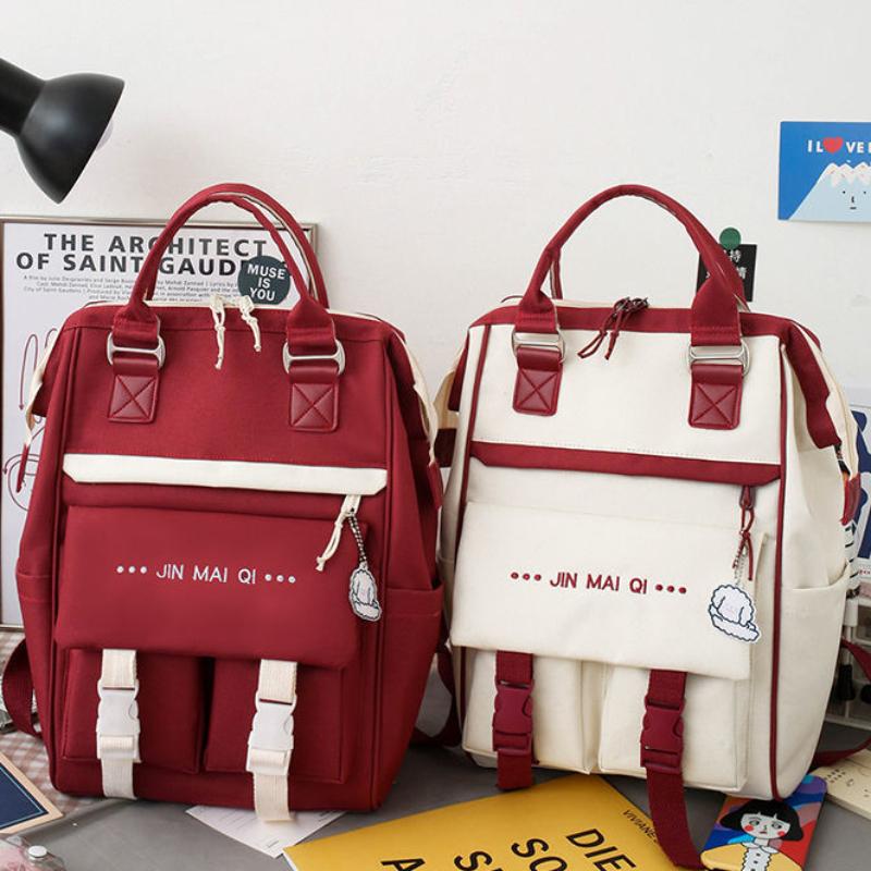 Internet Celebrity Backpack Set Female Students Korean Version of Fashionable Versatile Backpack Middle High School Students  Large Capacity Backpack