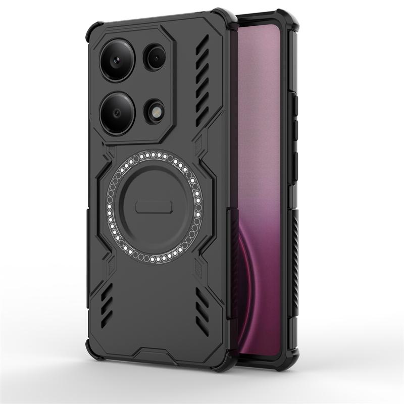 Armor Case For Xiaomi Poco M6 Pro 4G Magnetic Adsorption Wireless Charge Cover For Poco M6 Pro 4G Case For Poco M6 Pro 4G Case