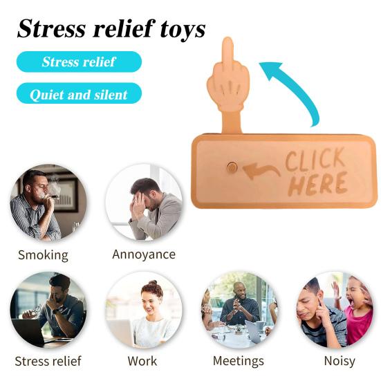 Middle Finger Prank Button Hilarious 3D Printed Surprise Pop-Up Finger Funny Click Here Prank Gift for Adults White Elephant Gag Gift Idea