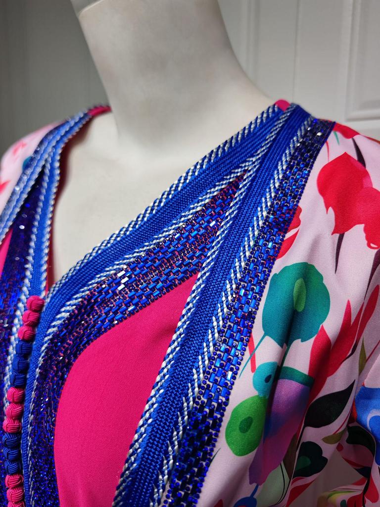 AB314 Vestido Abaya do Oriente Médio com Estampa 2023 e Conjunto Hot Drill