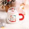Christmas Cartoon Creative Snowman Super Cute Ceramic Cup with Lid Couple Flower Tea Cup Office Coffee Mug