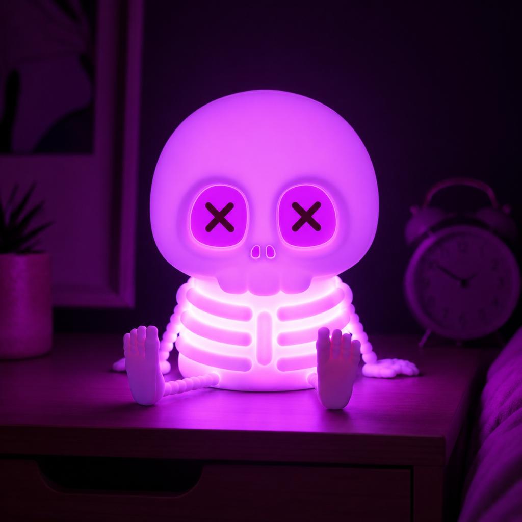 Skeleton Night Light with Multiple Lighting Modes USB Powered Decorative Lamp for Indoor Halloween Party Home Desk Bedroom
