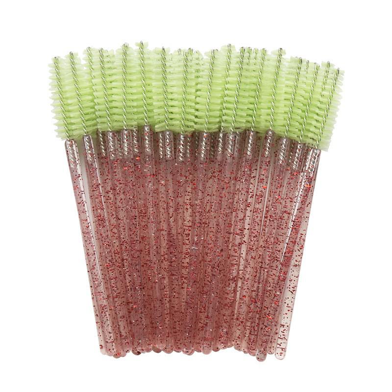 Crystal Handle Disposable Eyelash and Eyebrow Brush - 50 Pack Spiral Comb for Extensions