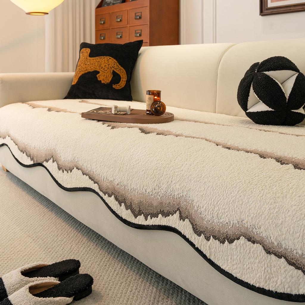 Light Luxury High-End Special-Shaped Irregular Leather Sofa Cushion  New Four-Season Universal Straight-Row Sofa Seat Cushion Cover