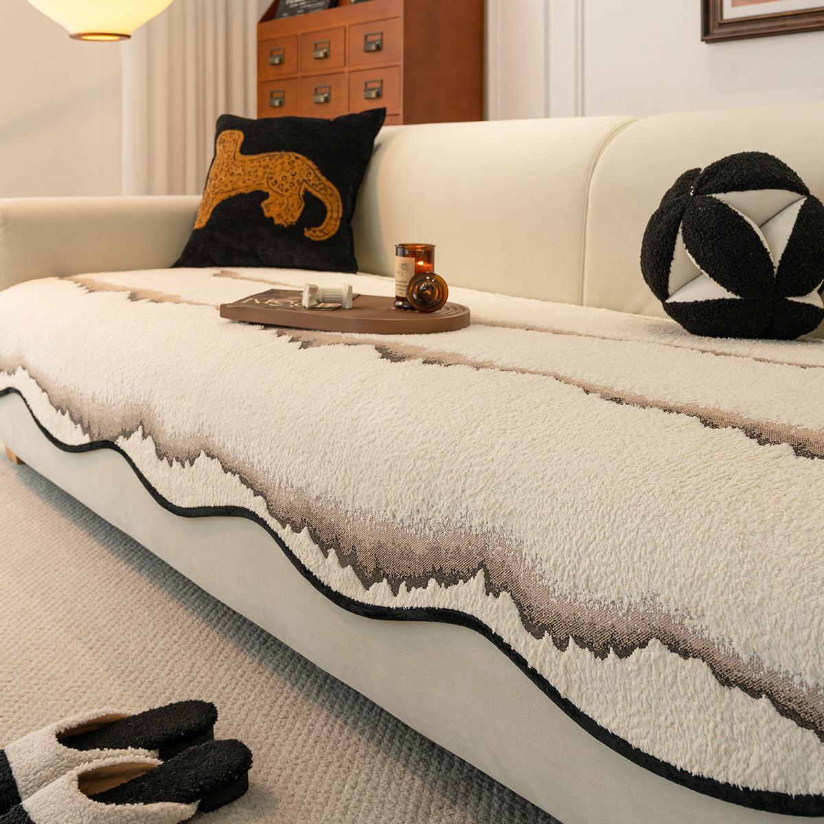 

Light Luxury High-End Special-Shaped Irregular Leather Sofa Cushion New Four-Season Universal Straight-Row Sofa Seat Cushion Cover 70*70cm