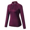 Women's Quick-Dry Long Sleeve Bodycon Sports Yoga Top with Half-Zip and Stand-Up Collar.