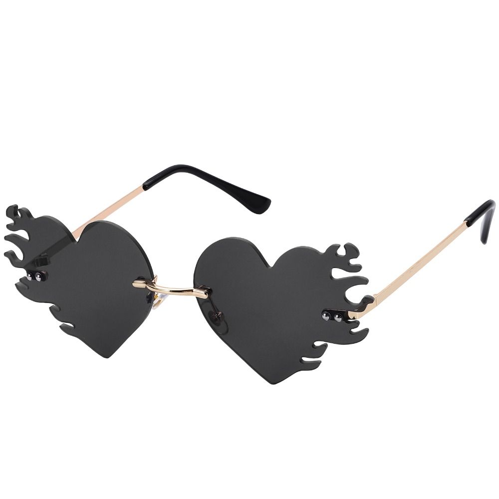 

Безободковые солнцезащитные очки Flame Love с защитой UV400, очки на Хэллоуин для женщин и мужчин Black Gray