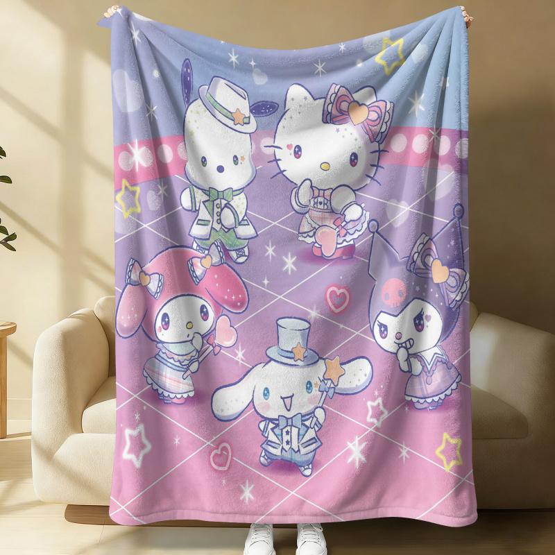 Sanrio Dreamy Stage Flannel Blanket Soft Warm Fluffy Throw Cute Sofa Bed Cover Office Nap Shawl Lightweight Summer Blanket