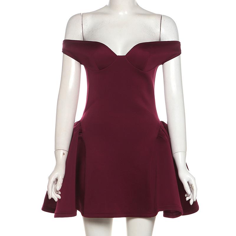 

Зимнее женское сексуальное модное платье с глубоким вырезом и V-образным вырезом, сексуальное однотонное платье с открытой спиной S бордовый