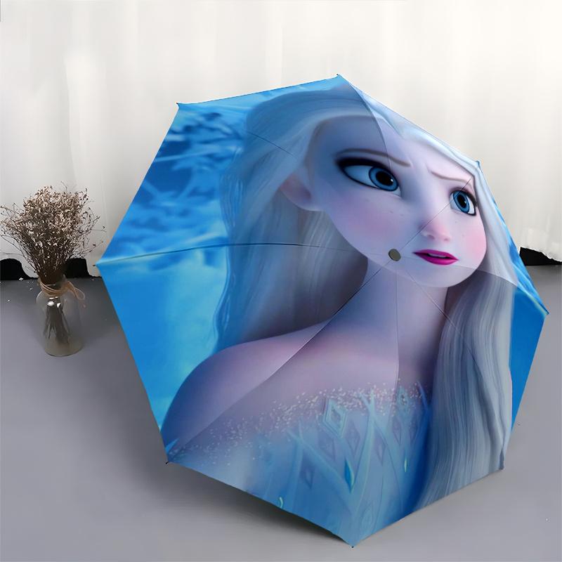 Frozen Queen Elsa Automatic Open/CloseUmbrella-CuteUmbrella with Cute Design, Portable 3-Fold Compact Umbrella for Men & Women, Valentine's