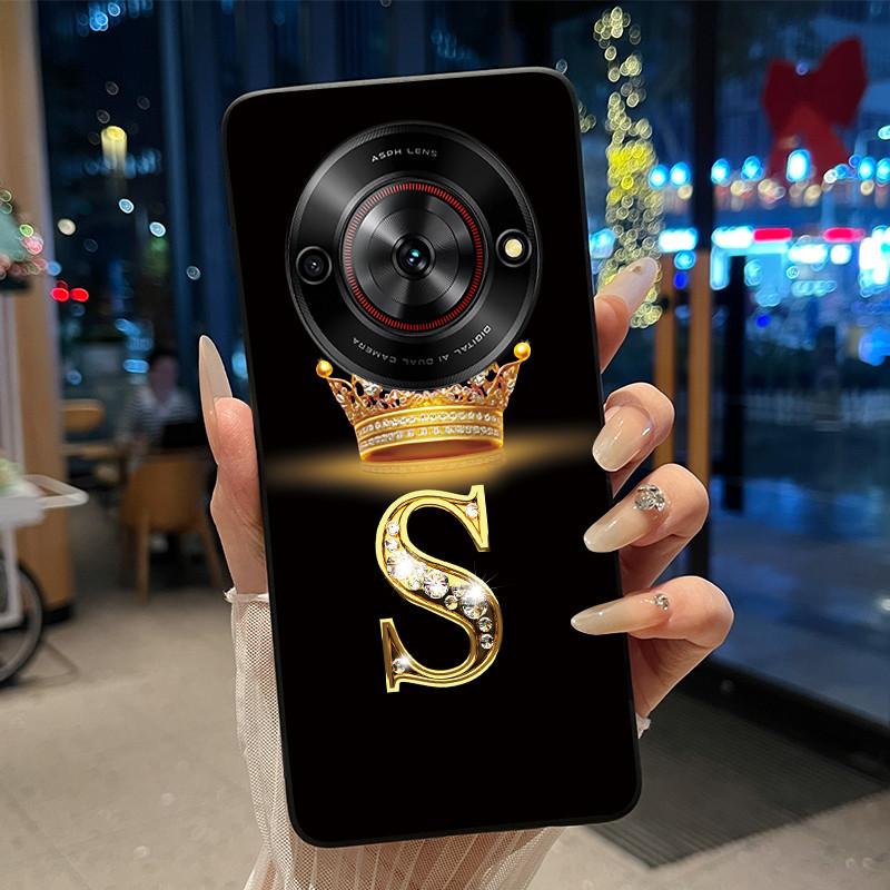 Shockproof Soft Phone Case For ZTE Blade A75 5G/ Nubia Focus 5G Bright Color and Attractive Crown Letter Pattern Casing