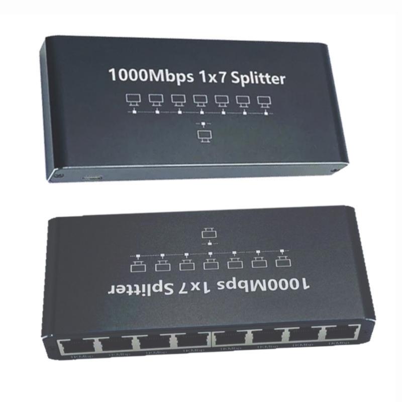 RJ45 Ethernet Splitter 7 Port Gigabit Networking Expansion Adapters For Multiple Device Connections With 1000Mbps Speed