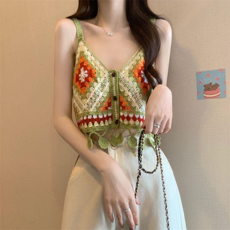 Letní úzký tílko s květinovým vzorem v bohémském etnickém stylu