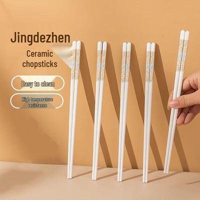 Jingdezhen Premium Anti-Mold Anti-Slip Ceramic Chopsticks - 10-Pair Set