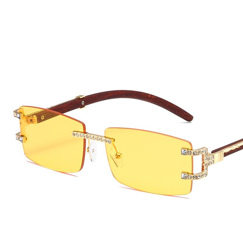 Rimless Diamond Square Sunglasses Women Men Luxury Designer Sun Glasses Vintage Small Frame Punk Shades UV400