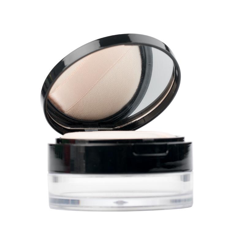 Portable Refillable Powder Compact with Mesh for Setting, Blush, and Talcum