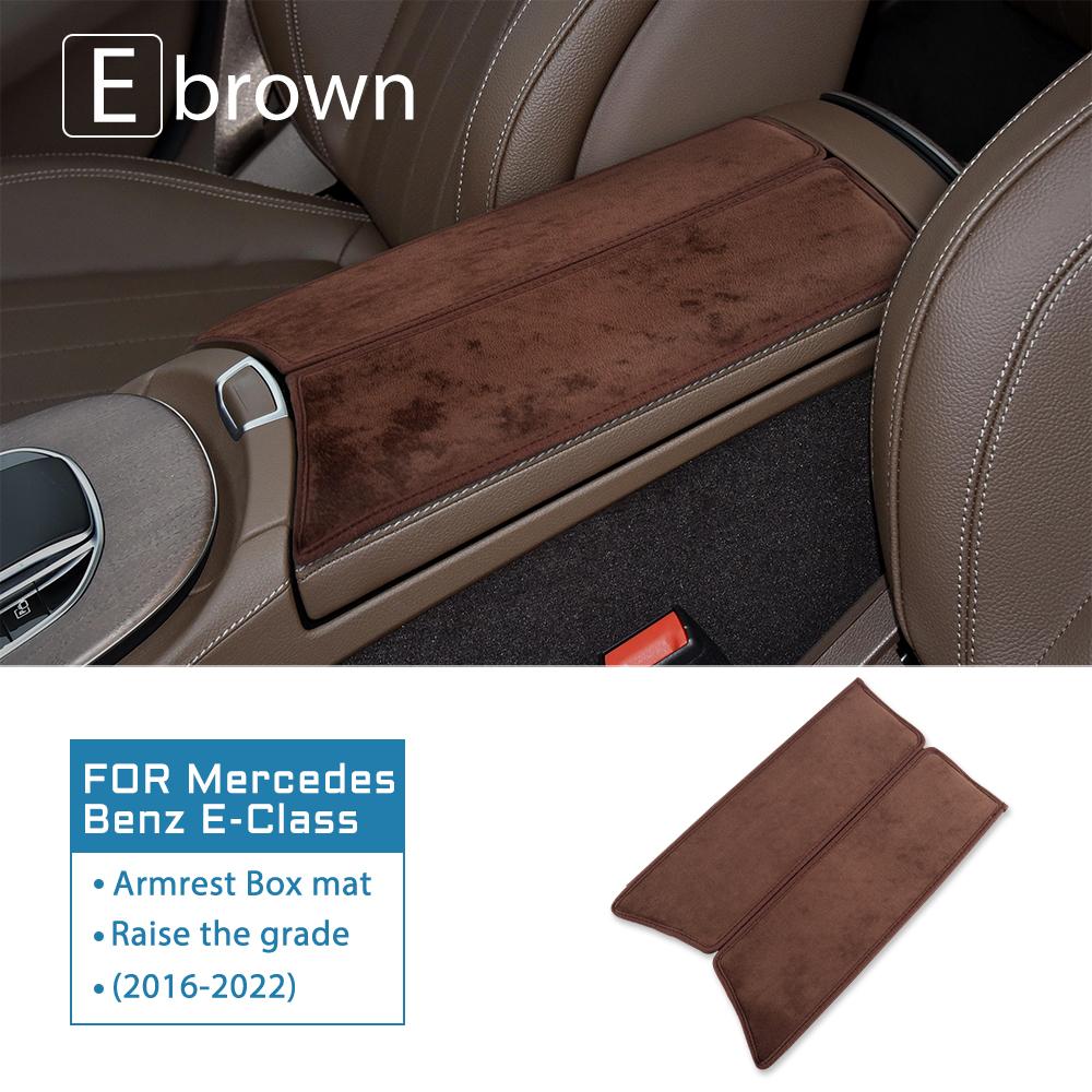 

Car Armrest Box Cushion Fleece Pad Cover For Mercedes Benz A C E S Class GLE GLB GLA W205 W213 W167 W177 H247 X247 2015- Brown W177 H247 X247