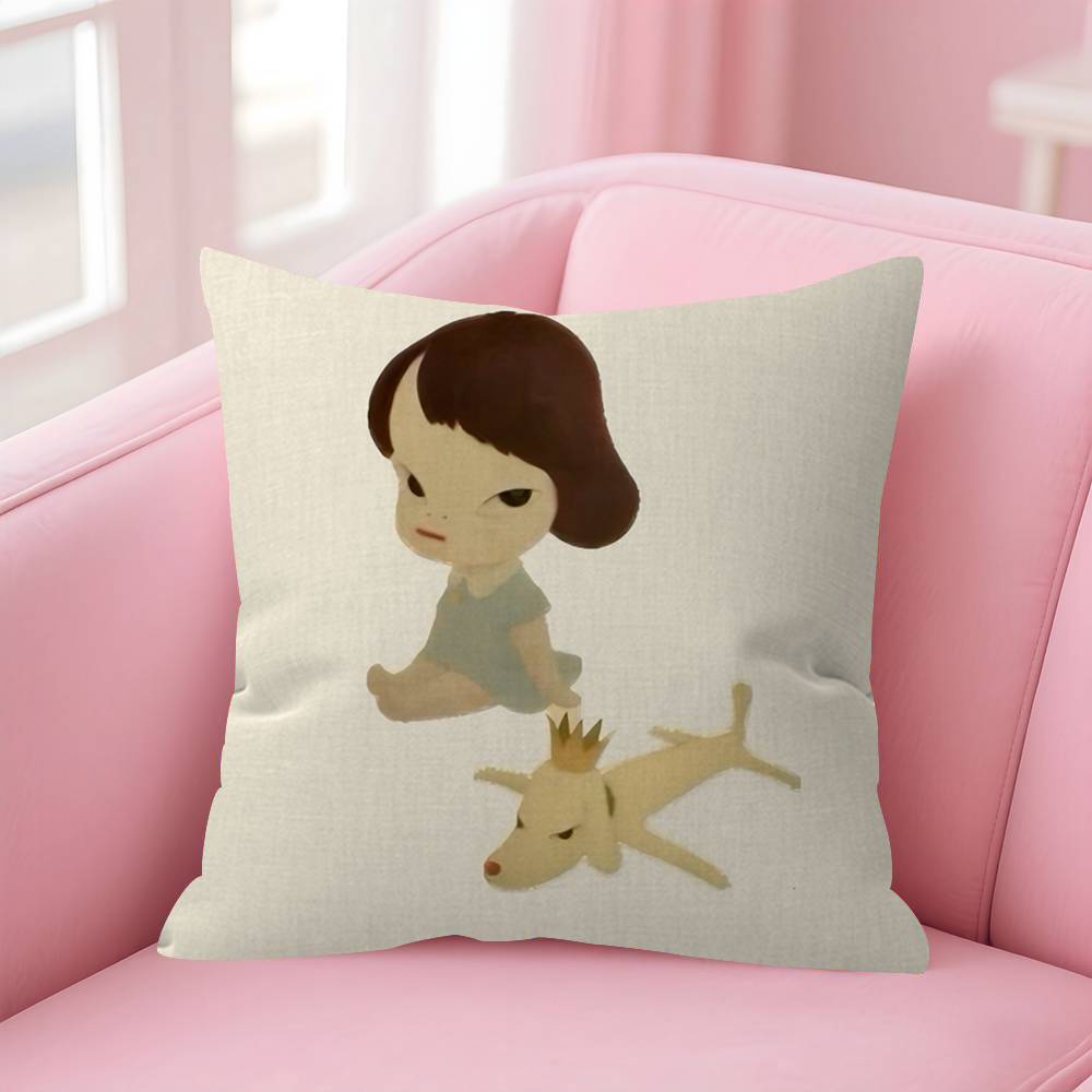 Art YYoshitomo NNaras Pillow Gift Home Office Decoration Bedroom Sofa Car Cushion Cover Case 45x45
