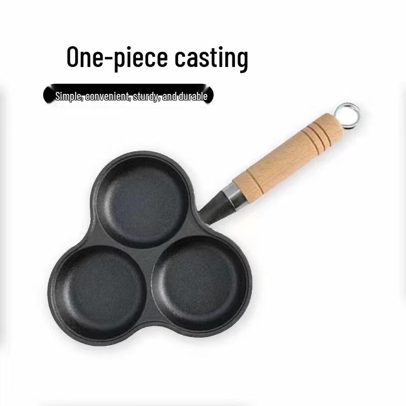 Wutuo Deepened Cast Iron 3-Hole Egg Frying Pan