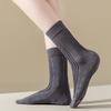 Female Spring and Autumn Style Pure Color Relief Rhomboid Hollow Cotton Long Tube Pile Socks