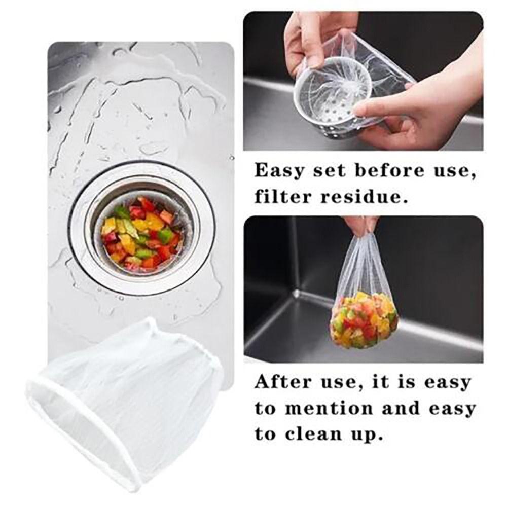 100Pcs/Bag Stretchable Disposable Filter Screen Disposable Sink Strainer Bag  Dishwashing Sink