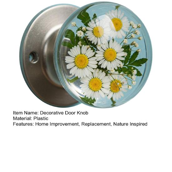 Decorative Door Knob Round Clear Flower Animal Door Handle Nature Inspired Home Office Door Knob Hardware Replacement Home Improvement