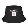 Mari El Flag Bucket Hat Outdoor Fisherman Caps Soft Fold Beach Travel Sun Hats For Unisex Trendy Design Cap