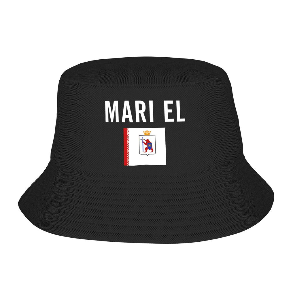 Mari El Flag Bucket Hat Outdoor Fisherman Caps Soft Fold Beach Travel Sun Hats For Unisex Trendy Design Cap