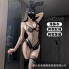 Night cat lingerie sexy lace pearl open crotch robe uniform one-piece butterfly mesh perspective free set