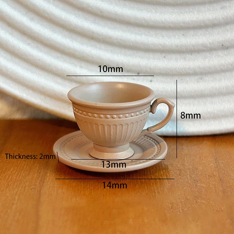 2PCS Small Luxury French Coffee Cup Plate Set Toy Dollhouse Mini Furniture Model DIY Accessories Miniature Scene Decoration