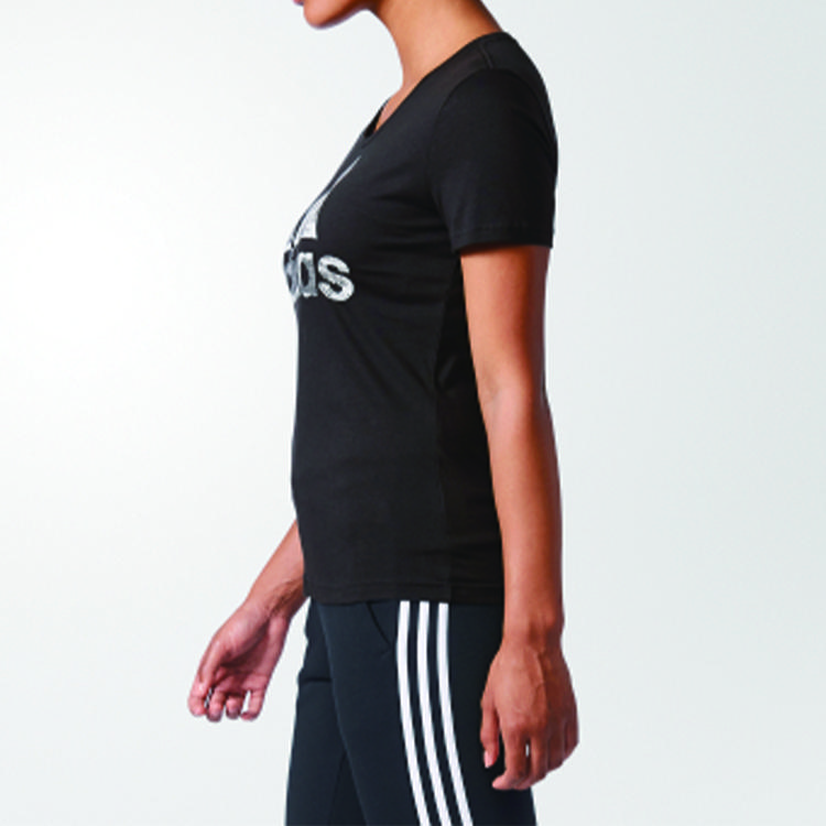 adidas Trainings-T-Shirt mit Rundhalsausschnitt und kurzen Ärmeln für Damen, Oberteile, Schwarz CD1952