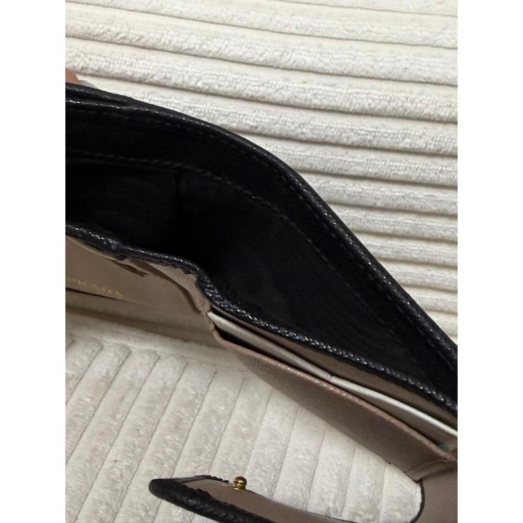Used PRADA Tri-fold wallet, Saffiano leather, black, gold hardware, with box